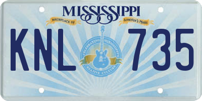 MS license plate KNL735
