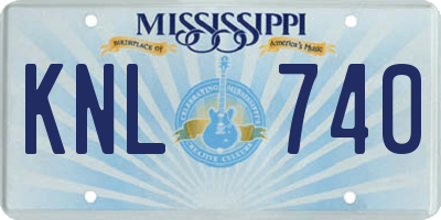 MS license plate KNL740