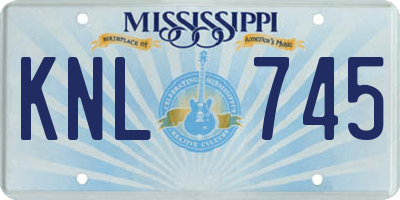 MS license plate KNL745