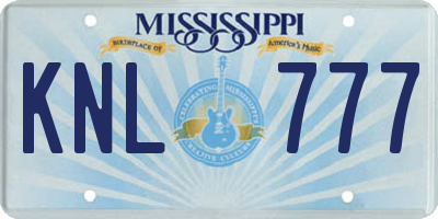 MS license plate KNL777