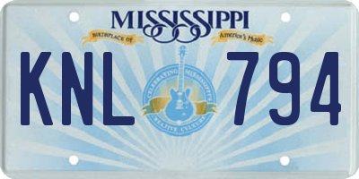 MS license plate KNL794