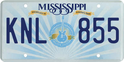 MS license plate KNL855