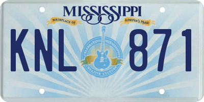 MS license plate KNL871