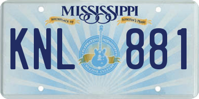 MS license plate KNL881