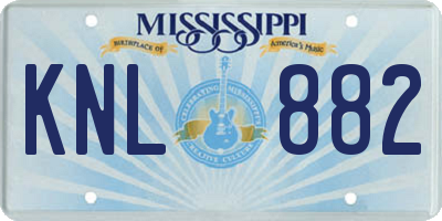 MS license plate KNL882