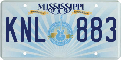MS license plate KNL883