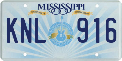 MS license plate KNL916