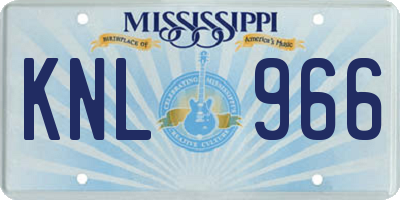 MS license plate KNL966