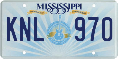 MS license plate KNL970