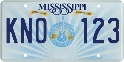 MS license plate KNO123