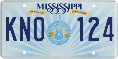 MS license plate KNO124