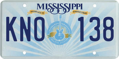 MS license plate KNO138