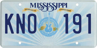 MS license plate KNO191