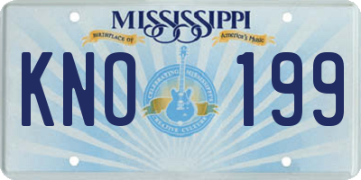 MS license plate KNO199