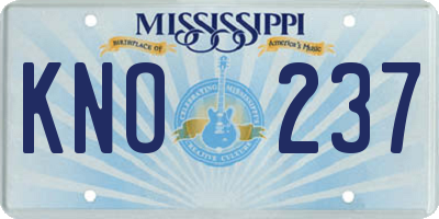 MS license plate KNO237