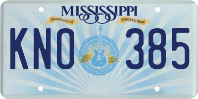 MS license plate KNO385