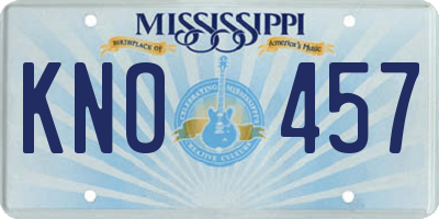 MS license plate KNO457