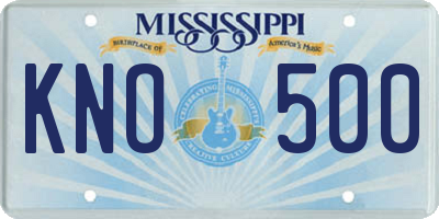 MS license plate KNO500