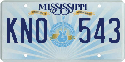 MS license plate KNO543