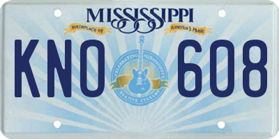 MS license plate KNO608