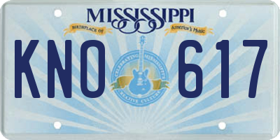 MS license plate KNO617