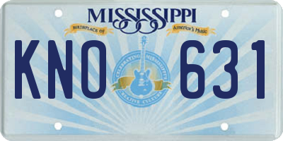 MS license plate KNO631