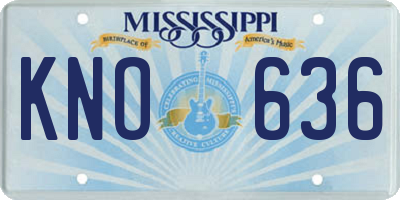 MS license plate KNO636