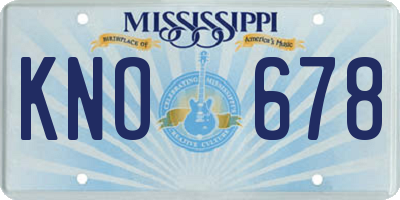 MS license plate KNO678