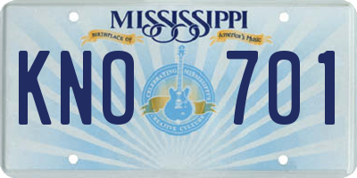 MS license plate KNO701