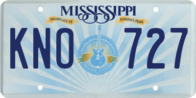 MS license plate KNO727