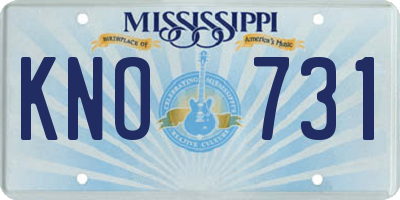 MS license plate KNO731