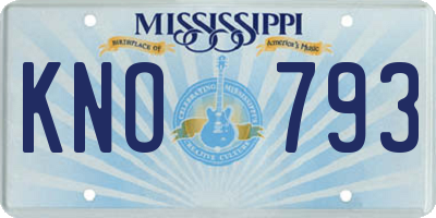MS license plate KNO793