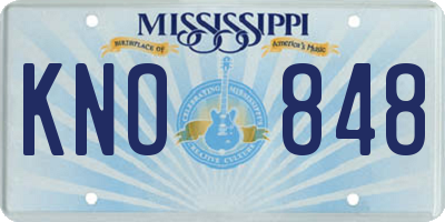 MS license plate KNO848