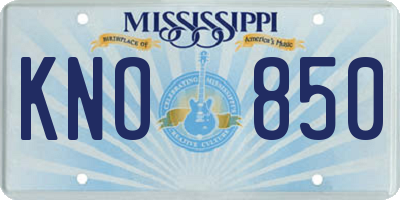 MS license plate KNO850
