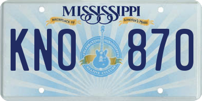 MS license plate KNO870