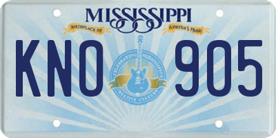 MS license plate KNO905