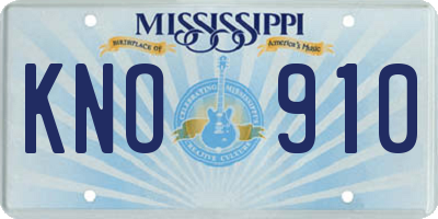 MS license plate KNO910