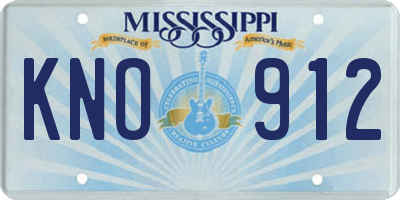 MS license plate KNO912