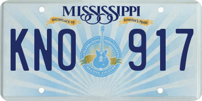 MS license plate KNO917