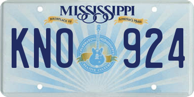 MS license plate KNO924