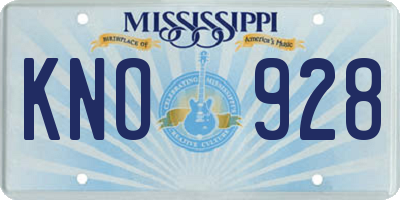 MS license plate KNO928