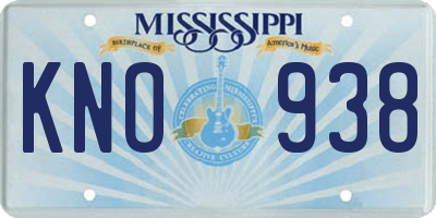 MS license plate KNO938