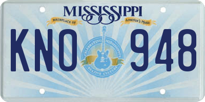 MS license plate KNO948