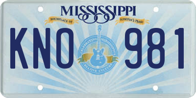 MS license plate KNO981