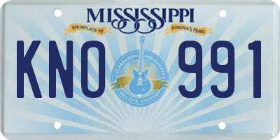 MS license plate KNO991