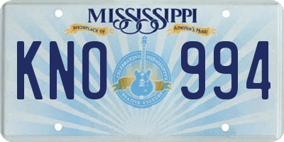 MS license plate KNO994