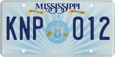 MS license plate KNP012