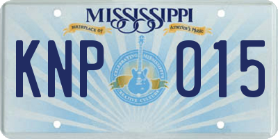 MS license plate KNP015