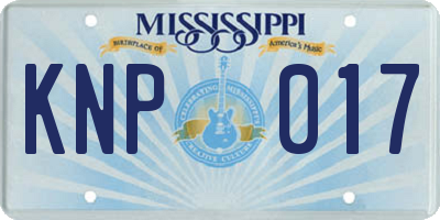 MS license plate KNP017