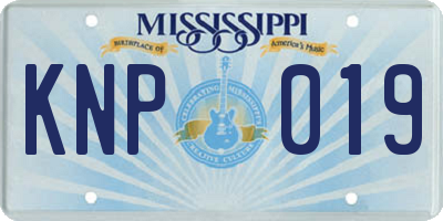 MS license plate KNP019
